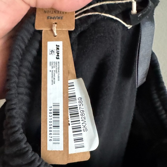 NWT SKIMS COTTON FLEECE OVERSIZED STRAIGHT LEG PANT in Onyx - Picture 6 of 8